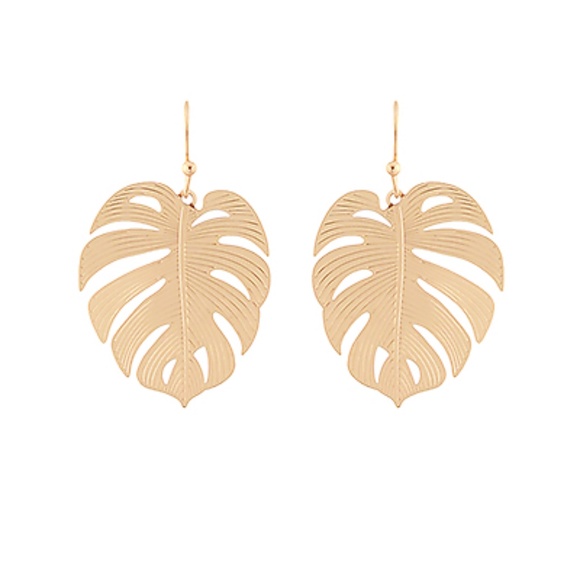 Filigree Tropical Leaf Earrings - Picture 1 of 1